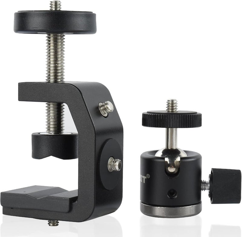 UTEBIT C Clamp Camera Mount Tripod with Mini Ball Head Desk Clamps（1/4 Thread Hole） C Clamp Mount with 1/4" Hot Shoe Compatible for Camera Woodworking Desktop - Image 1